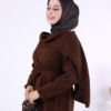 Epaulette Ruffle Knit Dress on the Shoulder 17030 Brown - Image 4