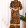 18200 serit detayli leopar elbise taba siyah triko elbise bym fashion 61961 10 K