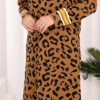 Stripe Detailed Leopard Patterned Knit Dress 18200 Tan-Black - Image 16