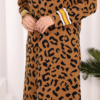 Stripe Detailed Leopard Patterned Knit Dress 18200 Tan-Black - Image 10