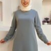 Crew Neck Long Tunic|With Sleeve Cuffs Buttons|2649 - Image 6