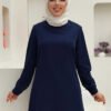 Crew Neck Long Tunic|With Sleeve Cuffs Buttons|2649 - Image 2