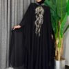 Sequin Embroidered Chiffon Cape Dress Evening Suit 3774 Purple - Image 8