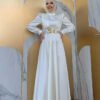 Glamorous Evening Dress Elegant|Satin Gown with Belt Detail| 3792 - Image 6