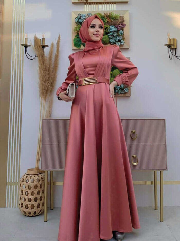 Alternative view of Glamorous Evening Dress Elegant|Satin Gown with Belt Detail| 3792