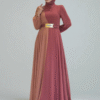 Luxury Evening Dress Gold|Two-Tone Chiffon Gown with Embroidered Belt|3806 - Image 10