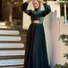 Luxury Evening Dress Gold|Two-Tone Chiffon Gown with Embroidered Belt|3806 - Image 5