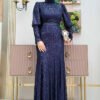 Sequin Fishtail Evening Dress with Belt Accessory 3858 Stone 15 Sequin Fishtail Evening Dress with Belt Accessory 3858 Stone - Image 6