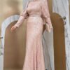 Sequin Fishtail Evening Dress with Belt Accessory 3858 Stone 11 Sequin Fishtail Evening Dress with Belt Accessory 3858 Stone - Image 2