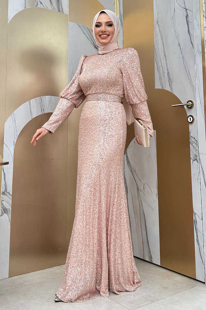 Sequin Fishtail Evening Dress with Belt Accessory 3858 Stone 2 Sequin Fishtail Evening Dress with Belt Accessory 3858 Stone - Image 2