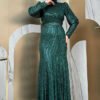 Sequin Fishtail Evening Dress with Belt Accessory 3858 Stone 17 Sequin Fishtail Evening Dress with Belt Accessory 3858 Stone - Image 8