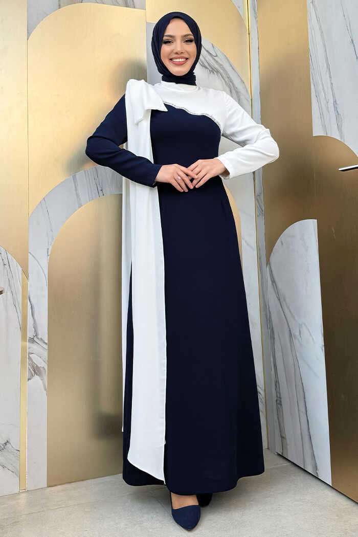 One Shoulder Bow Epaulette Two-Tone Dress 3862 Emerald 6 One Shoulder Bow Epaulette Two-Tone Dress 3862 Emerald - Image 6