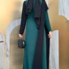 One Shoulder Bow Epaulette Two-Tone Dress 3862 Emerald 13 One Shoulder Bow Epaulette Two-Tone Dress 3862 Emerald - Image 4