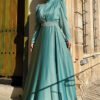 Satin Evening Dress with Stone Belt Accessories 3863 Stone 15 Satin Evening Dress with Stone Belt Accessories 3863 Stone - Image 6