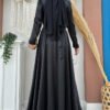 Stunning Evening Dress in Black Satin with Stoned Belt| 3863 11 Stunning Evening Dress in Black Satin with Stoned Belt| 3863 - Image 4