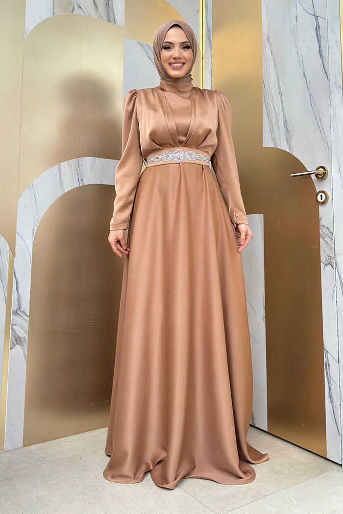 Stunning Evening Dress in Black Satin with Stoned Belt| 3863 7 Stunning Evening Dress in Black Satin with Stoned Belt| 3863 - Image 7