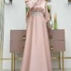 Satin Evening Dress with Stone Belt Accessories 3863 Stone 17 3863 kemer tasli saten elbise tas tesettur abiye bym fashion 45470 96 B