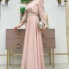 Satin Evening Dress with Stone Belt Accessories 3863 Stone 11 Satin Evening Dress with Stone Belt Accessories 3863 Stone - Image 2