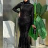 Sequin Embroidered Fishtail Evening Dress 3872 Emerald 11 Sequin Embroidered Fishtail Evening Dress 3872 Emerald - Image 5