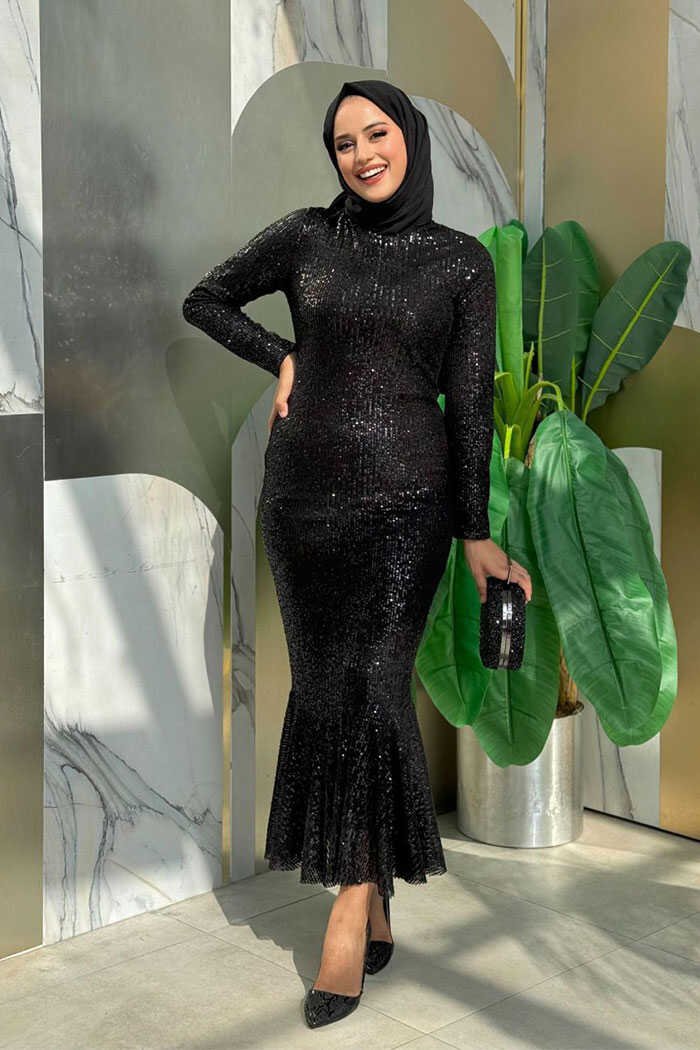 Sequin Embroidered Fishtail Evening Dress 3872 Emerald 5 Sequin Embroidered Fishtail Evening Dress 3872 Emerald - Image 5