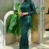 Sequin Embroidered Fishtail Evening Dress 3872 Emerald 9 Sequin Embroidered Fishtail Evening Dress 3872 Emerald - Image 3
