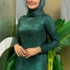 Sequin Embroidered Fishtail Evening Dress 3872 Emerald 10 Sequin Embroidered Fishtail Evening Dress 3872 Emerald - Image 4