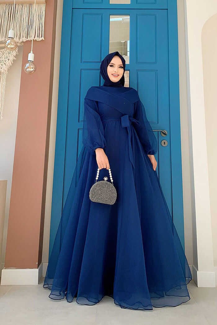 Glamorous Evening Dress Women Tulle Gown with Belted Waist|3964 8 Glamorous Evening Dress Women Tulle Gown with Belted Waist|3964 - Image 8