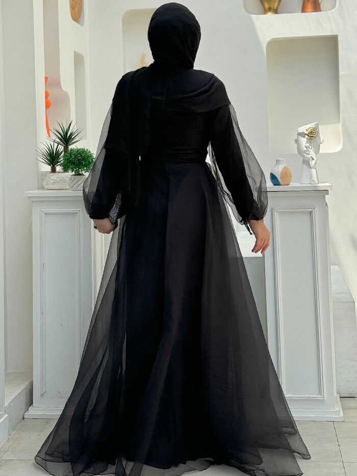 Alternative view of Glamorous Evening Dress Women Tulle Gown with Belted Waist|3964