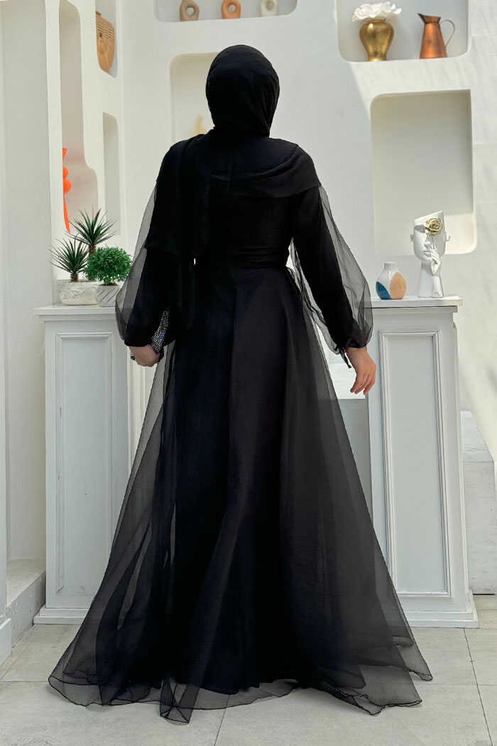 Glamorous Evening Dress Women Tulle Gown with Belted Waist|3964 2 Glamorous Evening Dress Women Tulle Gown with Belted Waist|3964 - Image 2