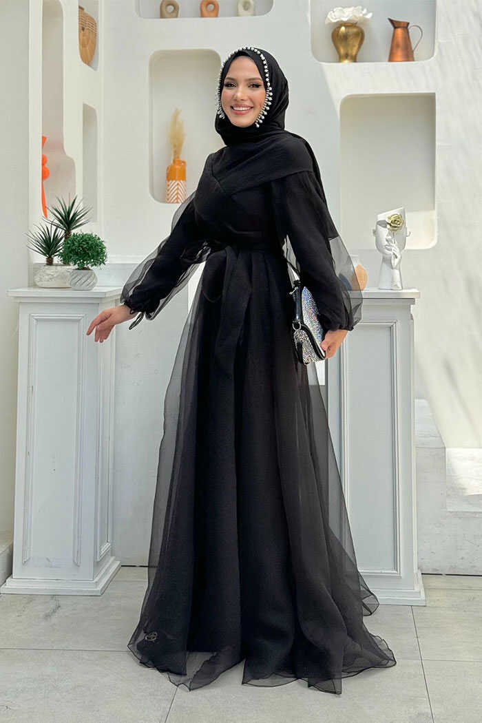 Glamorous Evening Dress Women Tulle Gown with Belted Waist|3964 3 Glamorous Evening Dress Women Tulle Gown with Belted Waist|3964 - Image 3