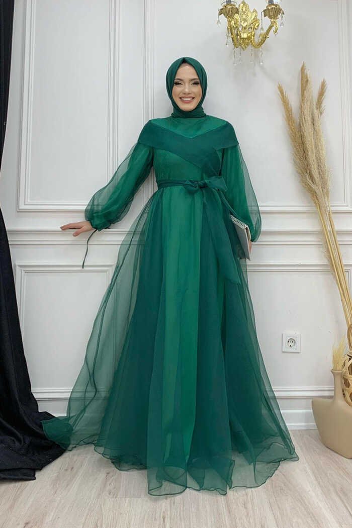 Glamorous Evening Dress Women Tulle Gown with Belted Waist|3964 11 Glamorous Evening Dress Women Tulle Gown with Belted Waist|3964 - Image 11