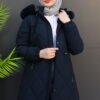 Mine Quilted Coat Navy Blue - Image 5