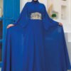 Cape Waist Stone Embroidery Detail Chiffon Evening Dress 5001 Ecru - Image 6