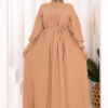 Robe Pleated Knit Dress 6019 Tan - Image 6