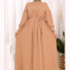 6019 roba buzgulu orme elbise taba triko elbise bym fashion 61902 10 K