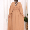 Robe Pleated Knit Dress 6019 Tan - Image 8