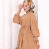 Robe Pleated Knit Dress 6019 Tan - Image 4