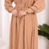 Robe Pleated Knit Dress 6019 Tan - Image 10