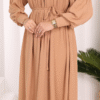 Robe Pleated Knit Dress 6019 Tan - Image 5