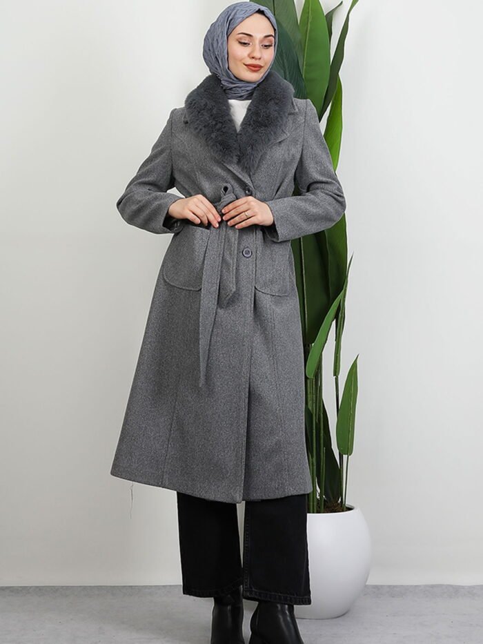 Alternative view of Fur Coat Dark Gray