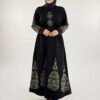 Waist Belted Patterned Knit Dress 18304 Stone - Image 5