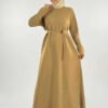 Waist Belted Patterned Knit Dress 18304 Stone - Image 7