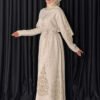 Waist Belted Patterned Knit Dress 18304 Stone - Image 3