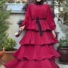 Stunning Wide Belted Dress|Luxury Layered Dubai Silk Design| 6029 - Image 5