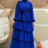 Stunning Wide Belted Dress|Luxury Layered Dubai Silk Design| 6029 - Image 7