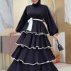 Stunning Wide Belted Dress|Luxury Layered Dubai Silk Design| 6029 - Image 8