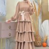 Stunning Wide Belted Dress|Luxury Layered Dubai Silk Design| 6029 - Image 9
