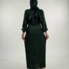 Elastic Waist Glittery Knit Dress 18322 Emerald - Image 2