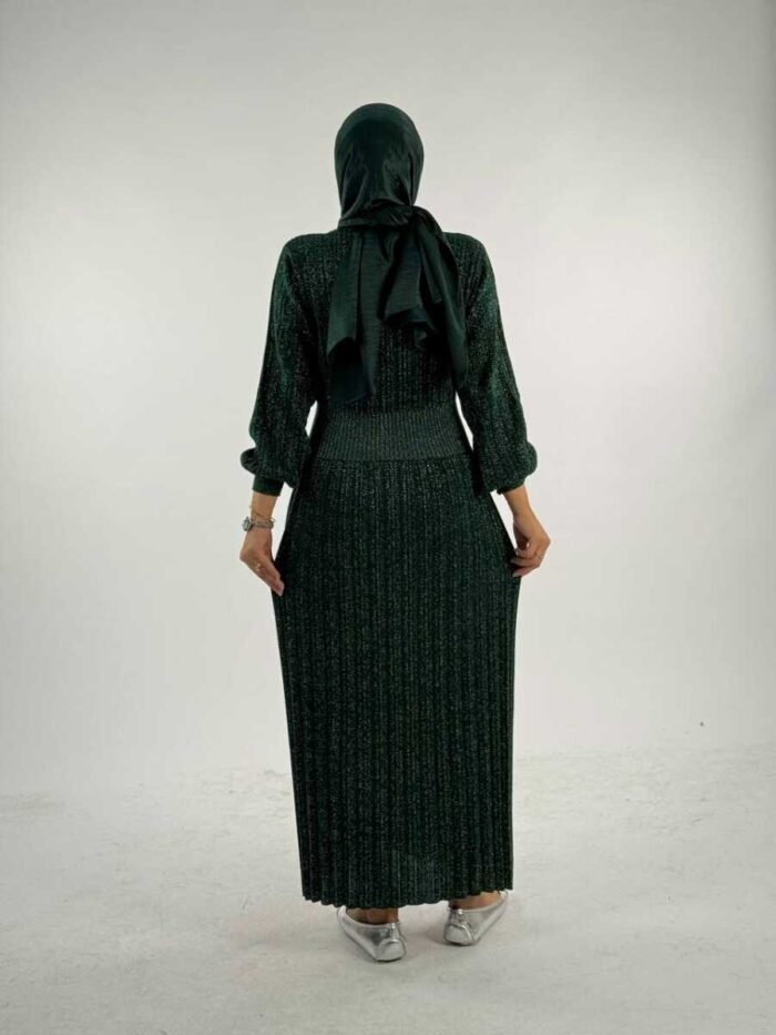 Alternative view of Elastic Waist Glittery Knit Dress 18322 Emerald