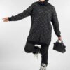 Patterned Crew Neck Tunic 18326 Black 18 desenli bisiklet yaka tunik 18326 siyah tesettur tunik bym fashion 59354 11 B